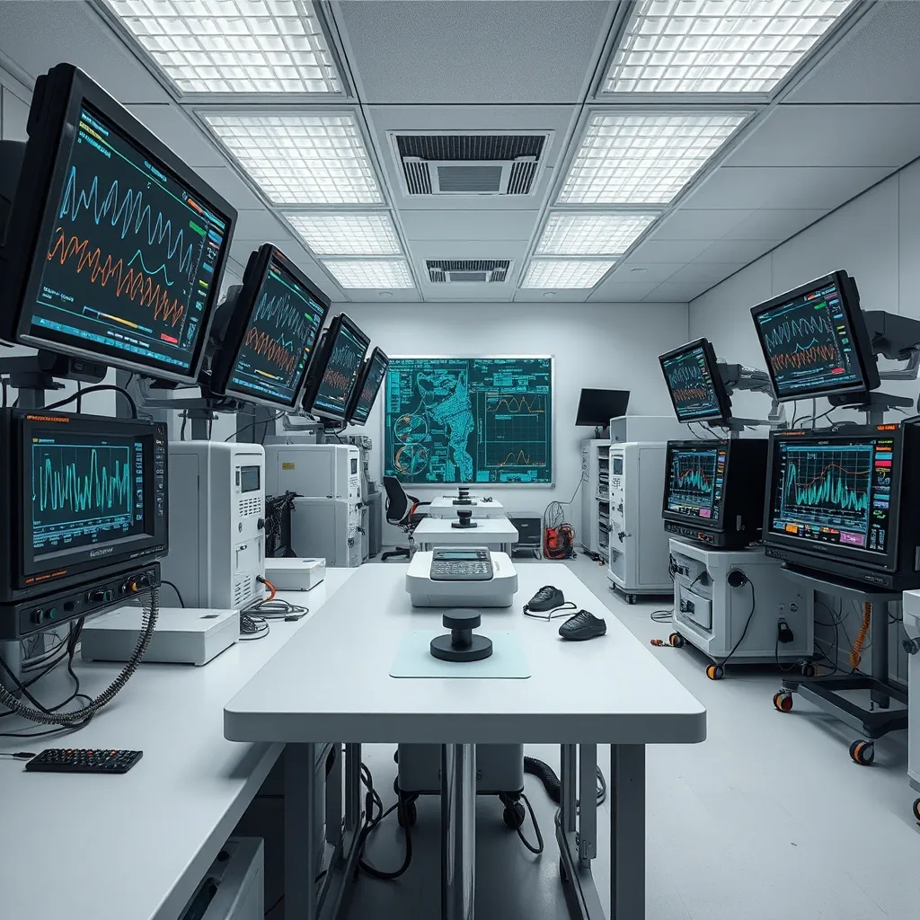 Sterile laboratory environment with automotive testing hardw